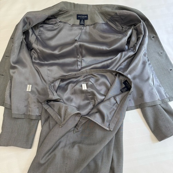 Vintage Ann Taylor Silk Houndstooth Pantsuit Set Petite 8P 10P Lined - Picture 12 of 17